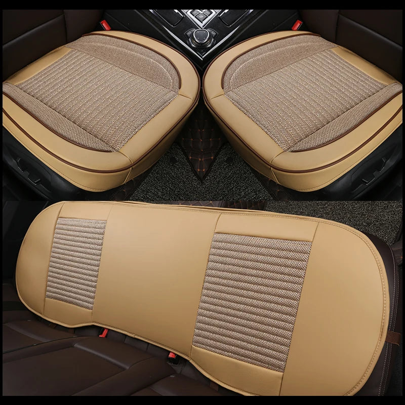 3D Leather Flax Car Seat Cover Cushion  Front Rear Protector for VolksWagen Passat Toyota Honda Ford Chevrolet Mazda Peugeot KIA
