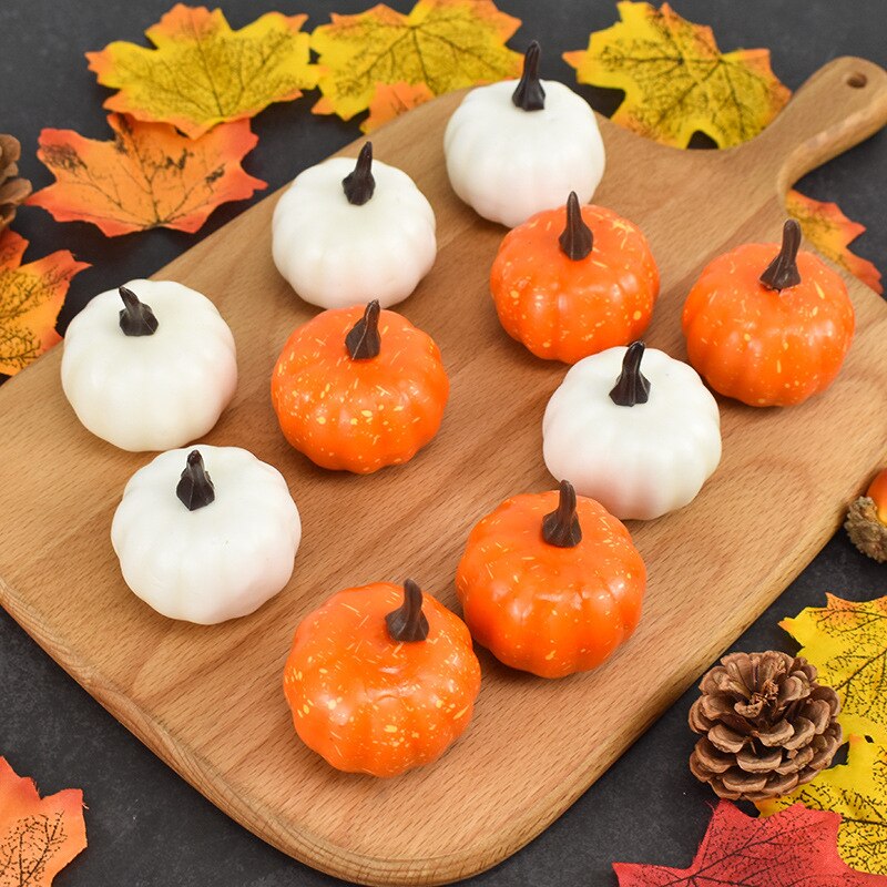 12pcs Mini Artificial Halloween Pumpkin Decor Simulation Vegetable DIY Craft Halloween Home Party Decoration Farmhouse Harvest