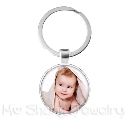 Personalized Custom Keychain Photo Mum Dad Baby Children Grandpa Parents Custom Designed Photo for Family Anniversary