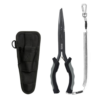 Booms Fishing F03 Fisherman's Fishing Pliers 23cm Long Nose Hook Remover Tools Stainless Steel Line Cutter Scissors