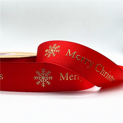 5yards 1inch 25mm Christmas Ribbon Printed Christmas Polyester Ribbon for Handmade Design Christmas Decoration