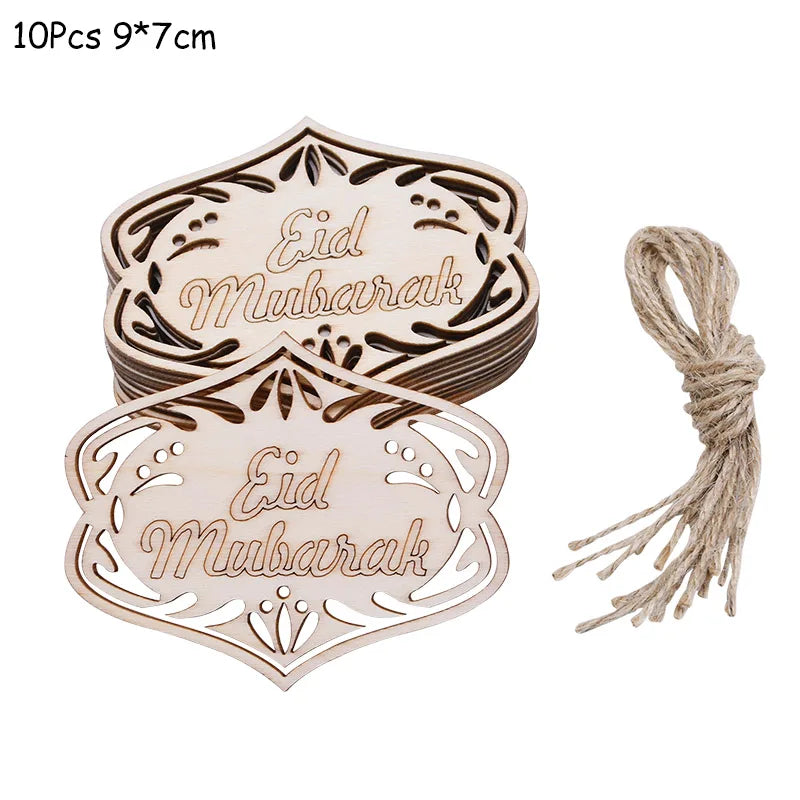 Wooden EID Mubarak Decoration Ramadan Mubarak Ornaments Islamic Muslim Pendant Eid Al Adha Party Supplies Ramadan Kareem