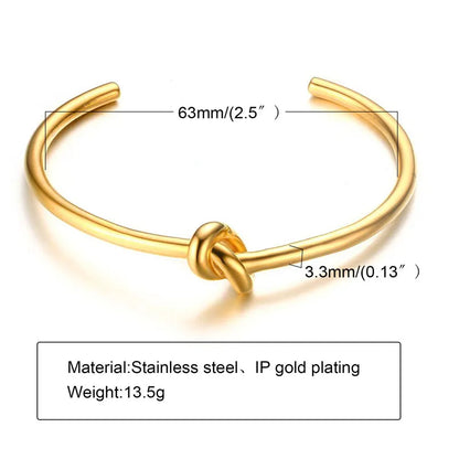 Trendy Round Circular Open Knot Cuff Bangle Bracelets for Women Elegant GoldColor Jewelry Noeud Armband Pulseiras