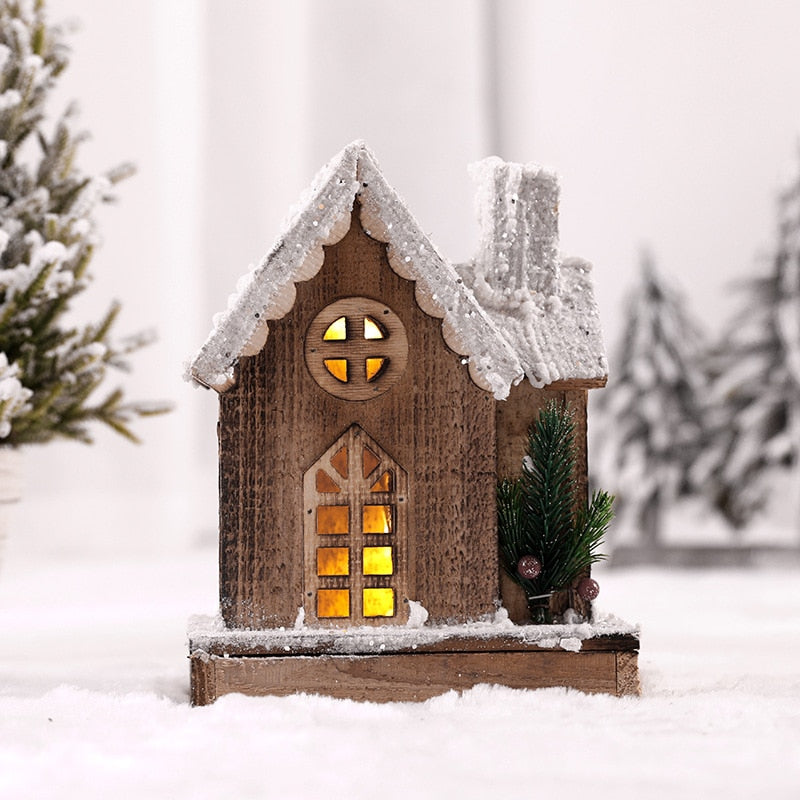 Creative Christmas Wooden Decorative House Pendant Simulation Street Light Model Light Christmas Party Home Decoration Navidad