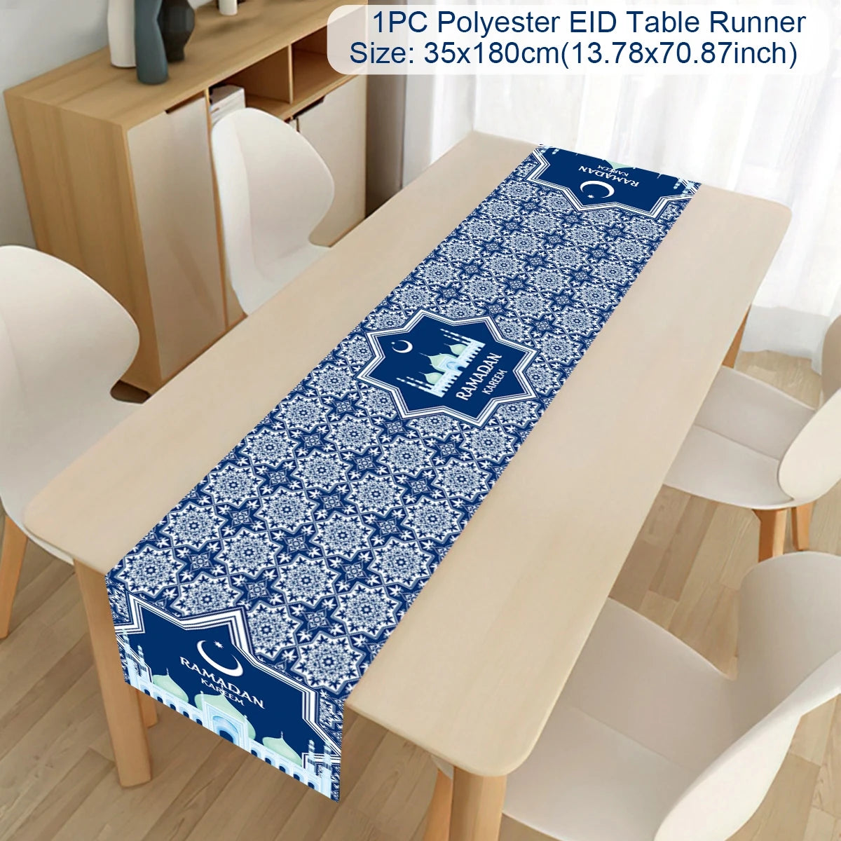 Ramadan Decor Table Runner EID Mubarak Decoration 2024 for Home Tablecloth Ramadan Kareem Islamic Muslim Party Eid Al Adha