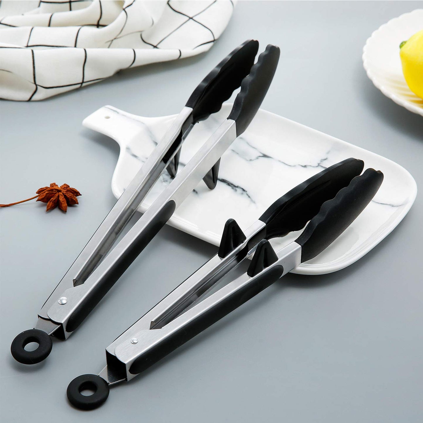 WALFOS  22 CM and 30CM Food Grade 100% Silicone Food Tong Kitchen Tongs Utensil Cooking Tong Clip Clamp Salad Serving BBQ Tools