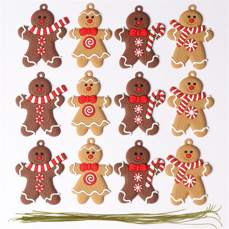 Gingerbread Man Ornaments for Christmas Tree Decorations Tall Gingerman Hanging Charms Christmas Tree Ornament Holiday Decor