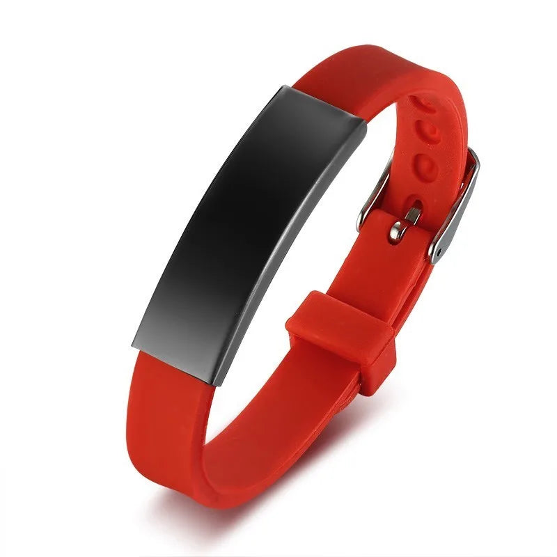 Personalized Rubber Silicone Bracelet ID Kids Baby Bracelet Bangle Adjustable Slide Custom Name for Children Women Men Boy