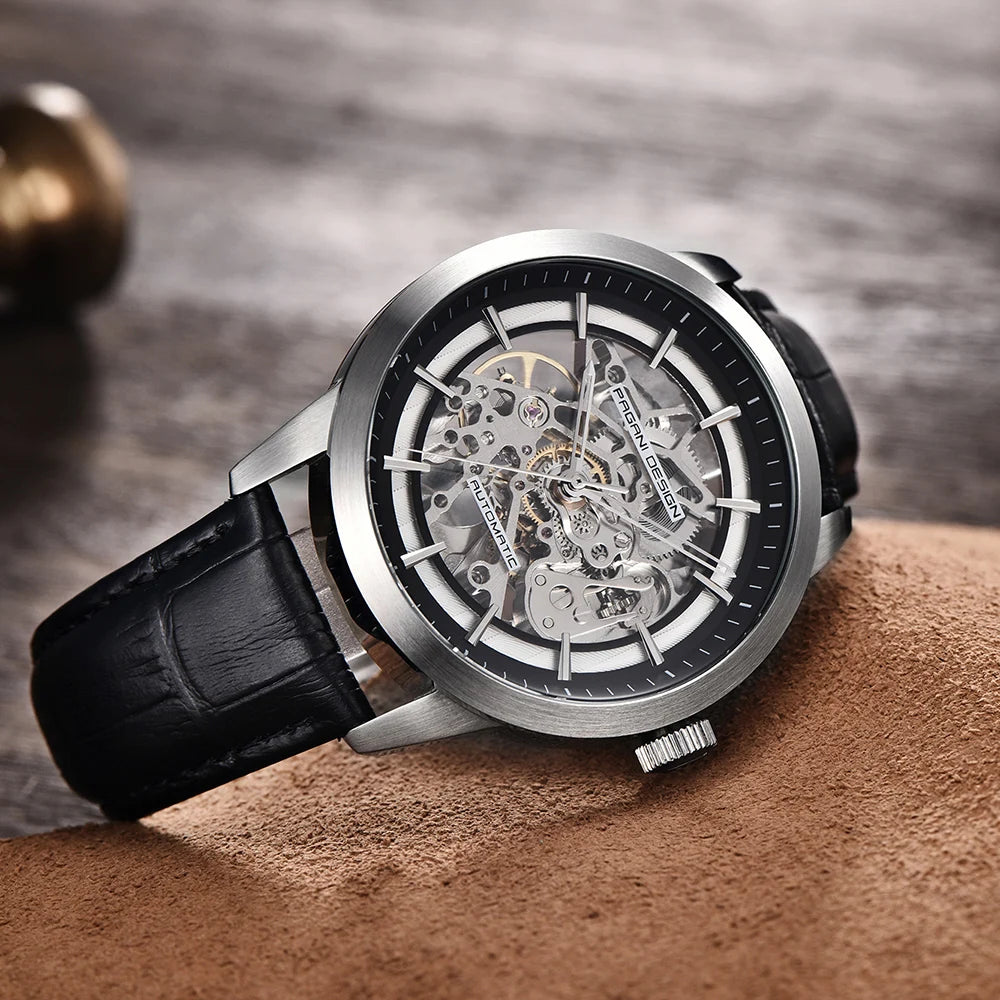 PAGANI DESIGN Brand 2019 Skeleton Hollow Leather Men's Wrist Watches Luxury Mechanical Male Clock New Relogio Masculino