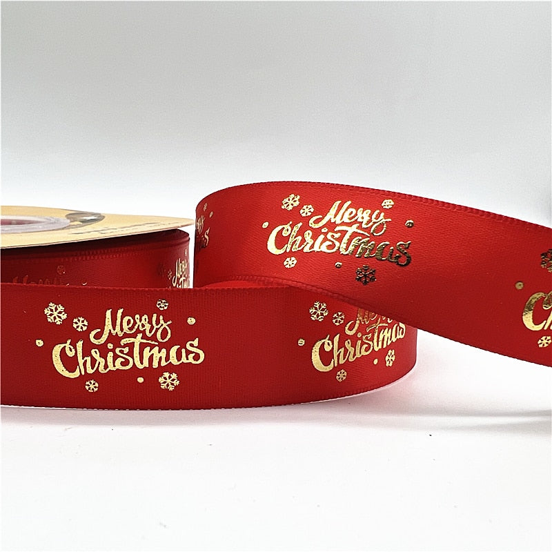 5yards 1inch 25mm Christmas Ribbon Printed Christmas Polyester Ribbon for Handmade Design Christmas Decoration