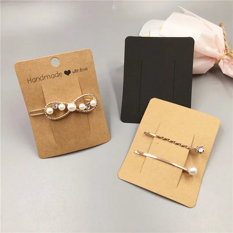 100pcs Multi-Style Hair Clip Cards Hair Accessories Jewelry Display Card Fashion Hair Clip Packaging Vintage Classic Card