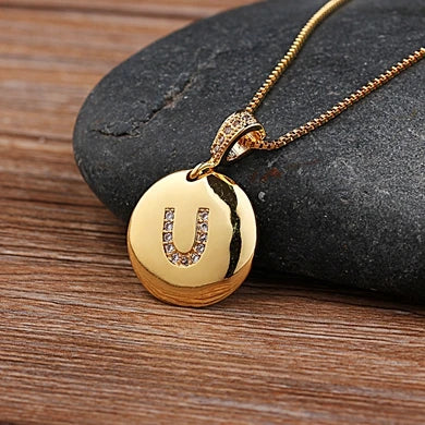 Nidin Women Girls Initial Letter Necklace 26 A-Z Charm Neck Pendants Copper CZ Jewelry Personal