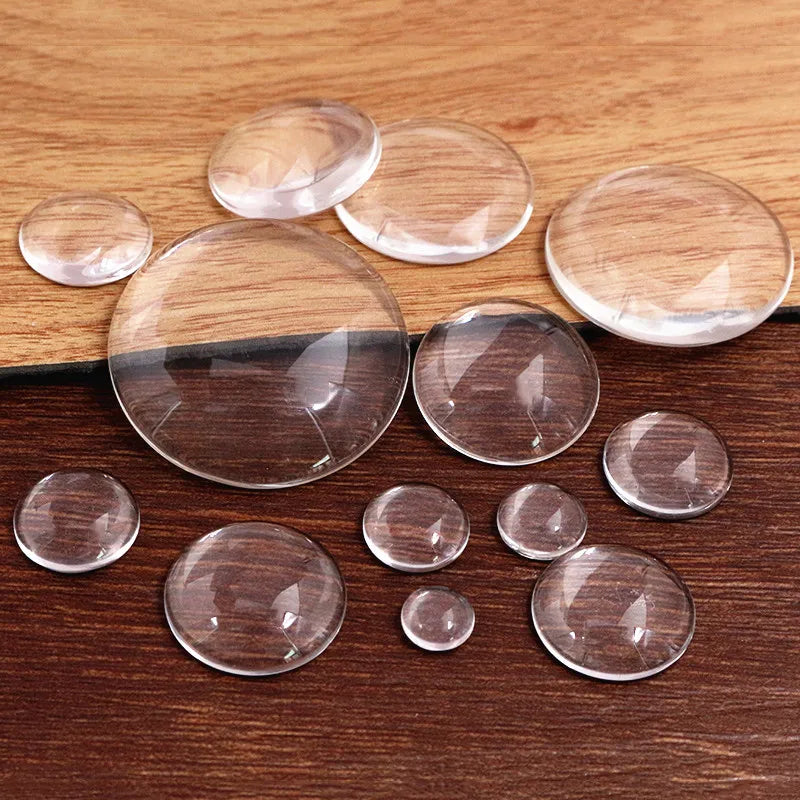 6mm 8mm 10mm 12mm 14mm 16mm 18mm 20mm 25mm 30mm 35mm Round Flat Back Clear Glass Cabochon