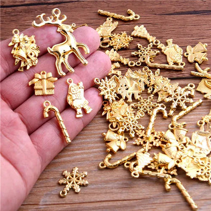 20Pcs Mixed Two Color Christmas Boot Snowman Boot Snowflake Charms Pendants Jewelry Making Accessor