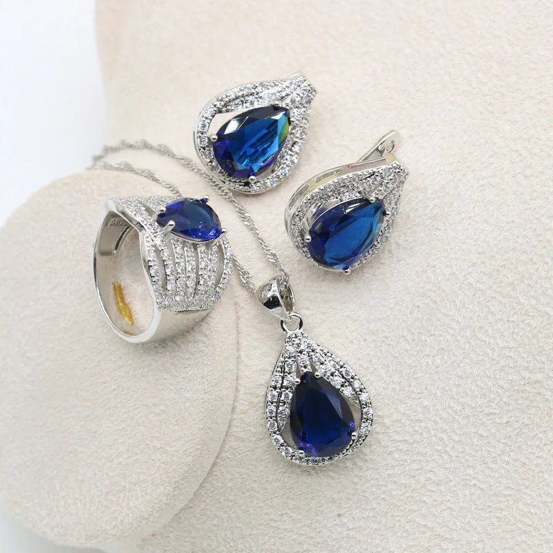 New Green Peridot Zircon Silver 925 Jewelry Set Women Bracelet Earrings Necklace Pendant Ring Birthday