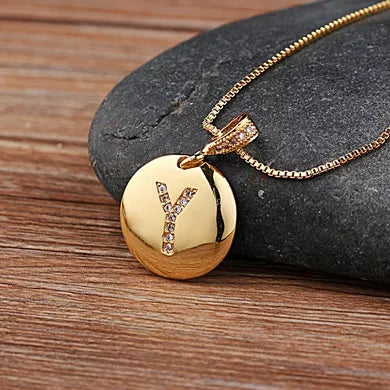 Nidin Women Girls Initial Letter Necklace 26 A-Z Charm Neck Pendants Copper CZ Jewelry Personal