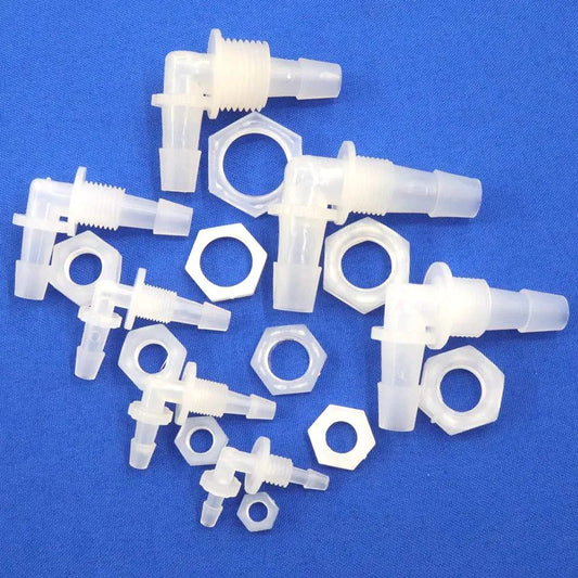 5~200pcs M6 M8 G1/8~g1/2 Thread to 2-12mm PP Bulkhead Union Elbow Connectors Hex Nut Aquarium Fish Tank Air Pump Hose Connector