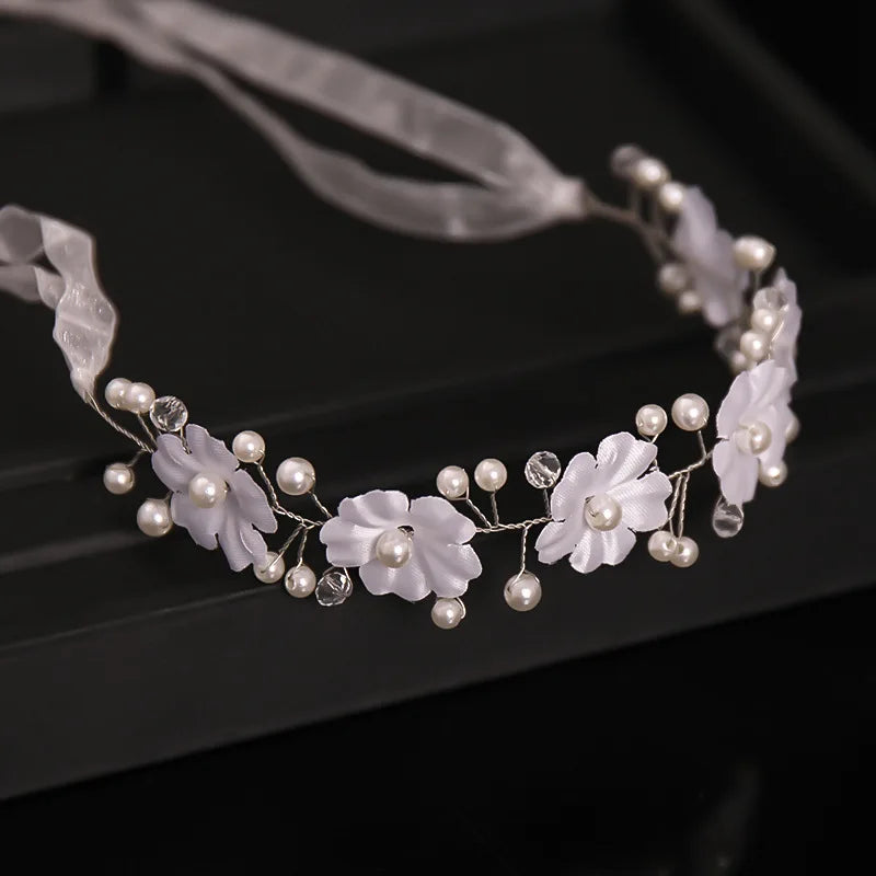 Gold/Silver Color Headbands Bride Hair Accessories Flower Pearl Crystal Hairbands Bridal Tiaras Headpiece Wedding Hair Jewelry