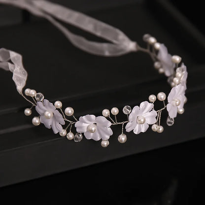 Gold/Silver Color Headbands Bride Hair Accessories Flower Pearl Crystal Hairbands Bridal Tiaras Headpiece Wedding Hair Jewelry