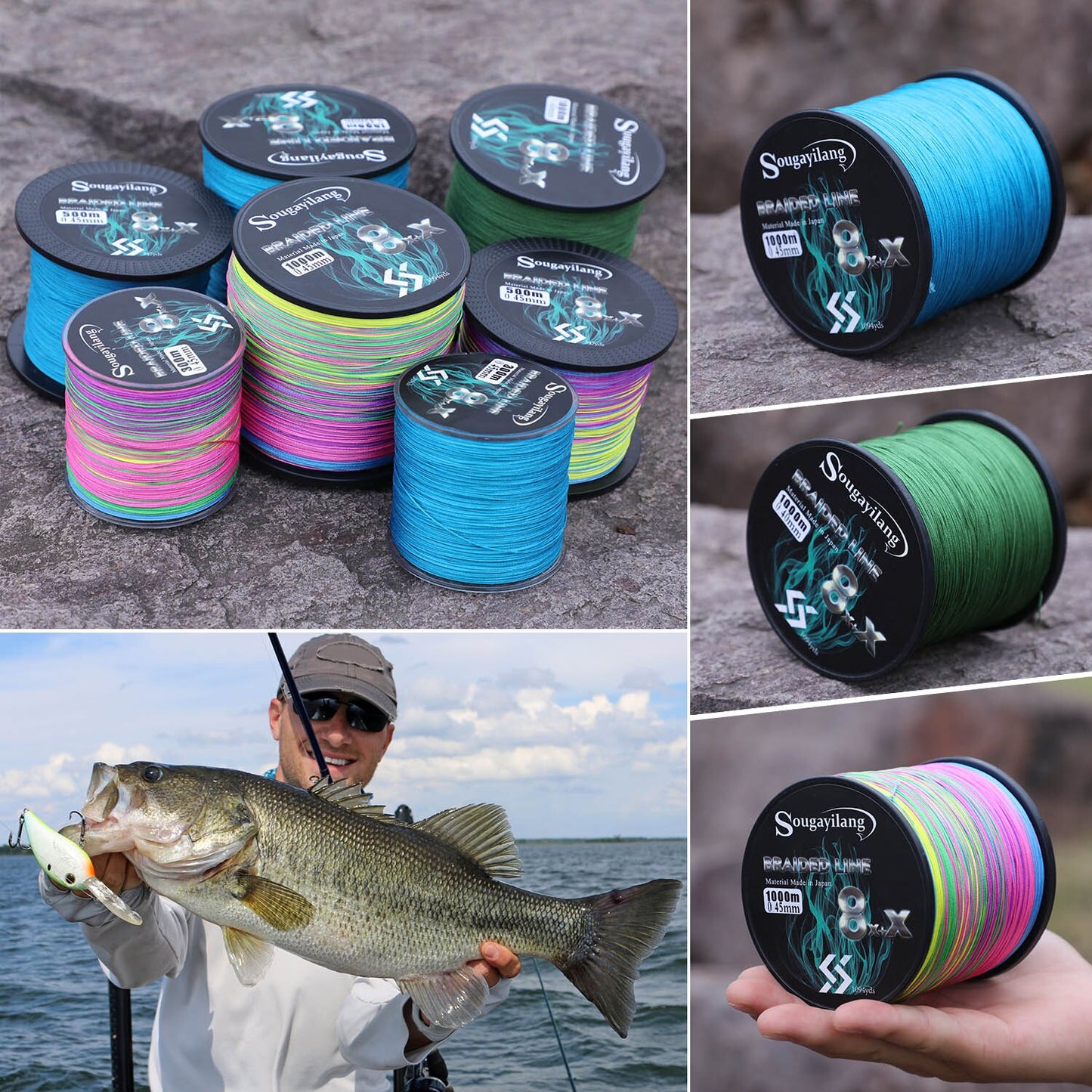 Sougayilang 8x+x 9 Strands Braided PE Fishing Line 300M 500M 1000M Strong Fishing Line Multifilament Durable Fishing Line Tool