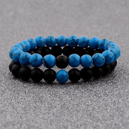 Couples Distance Bracelet Natural Wood Stone White and Black Yin Yang Beaded Bracelets for Men Women Best Friend Valentine's Day