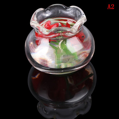 1PCS 1:12 Pet a Glass Bowl for Fish Tank Pole Nets Dollhouse Miniature 1/12 Doll House Decor Accessories