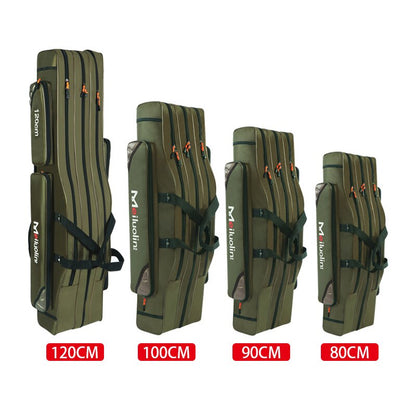 Oxford Fishing Bag Thicken 2/3 Layers 120cm Portable Fishing Tackle Bag Folding Fishing Rod Handbag Big Capacity Backpack XA115G