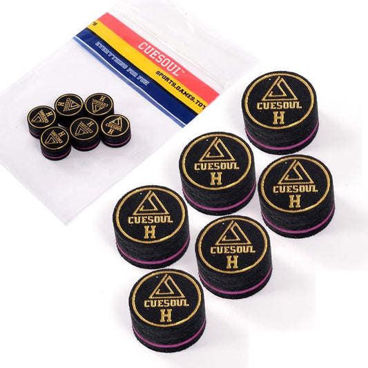CUESOUL CSPCT020 6pcs/Set 14mm 8 Layer Pigskin Pool Cue Tips for 13mm Pool Cue -- Hard