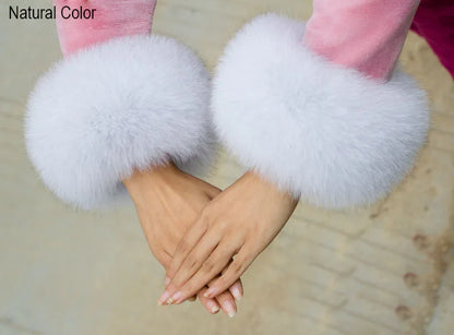 Real Fox Fur Cuffs for Women 2019 Winter Fashion Black Raccoon Fur Cuff  Lady Bracelet Wristband Arm Warmer
