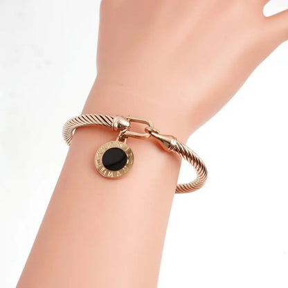 MSX Gold Plating Stainless Steel Bangles Bracelets Vintage Love Roman Numerals Wristband Bracelets Bangles for Men Women
