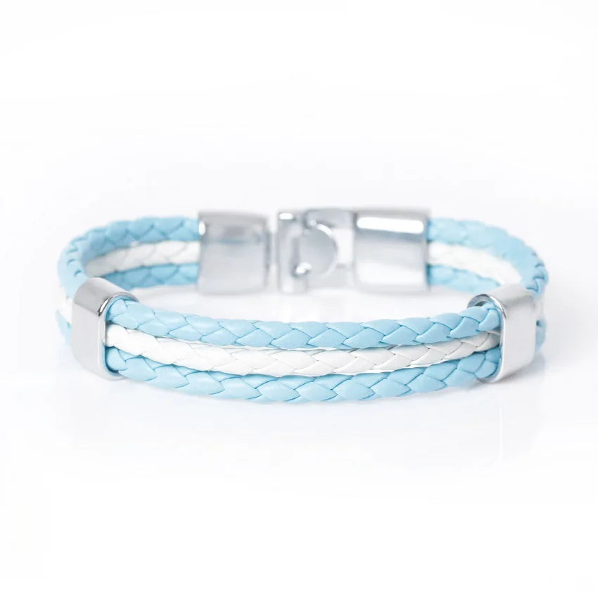 XQNI Fashion National Spain Flag ID Leather Bracelet Trendy Braided Surfer Bandage Charm Sporty Bracelets for Men Women Bangles