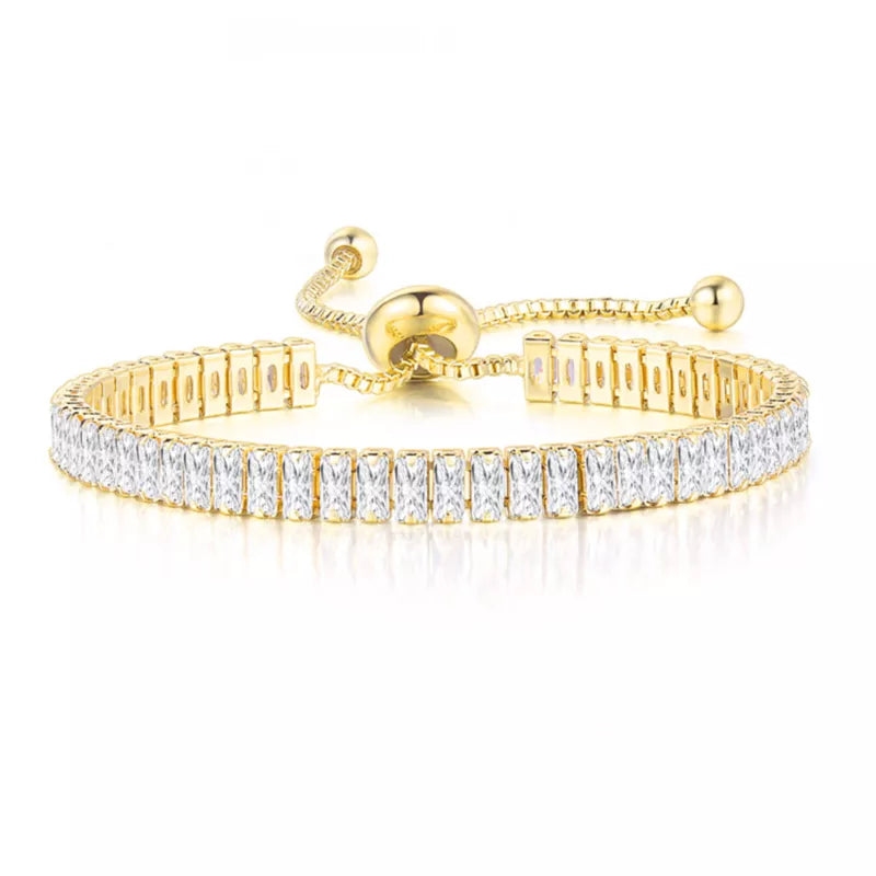 ZHOUYANG Tennis Bracelet for Woman Trendy Simple Adjustable Rose White Gold Color Bracelets Fashion Jewelry DZH009