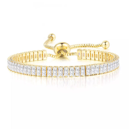 ZHOUYANG Tennis Bracelet for Woman Trendy Simple Adjustable Rose White Gold Color Bracelets Fashion Jewelry DZH009