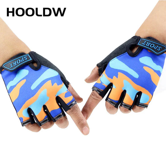 HOOLDW New Children Half Finger Gloves Fingerless Kids Gloves Non-Slip Ultrathin Outdoor Sport Breathable Gloves for Boys Girls