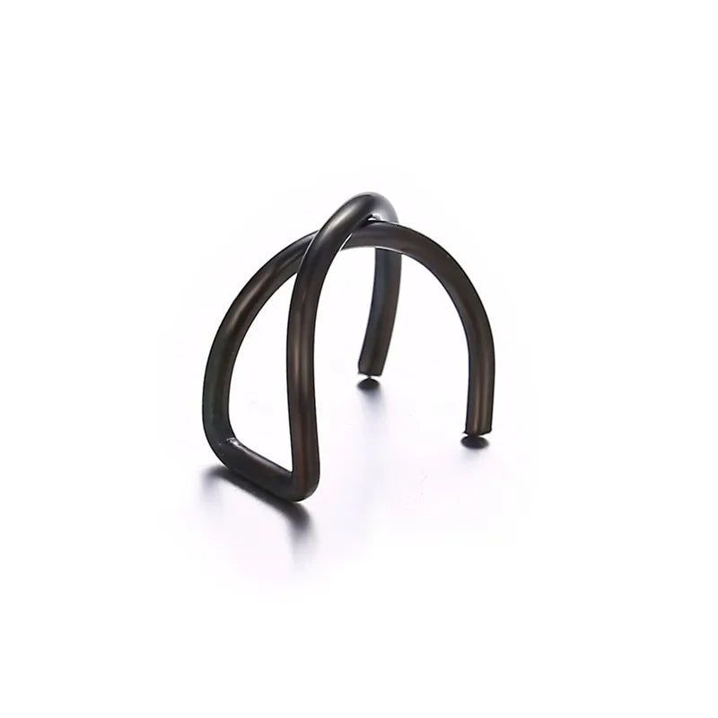 5Pcs/Set Stainless Steel C Shape Cross Clip Ear Cuffs Leaf Ear Clip Earrings for Women No Piercing Fake Cartilage Earring
