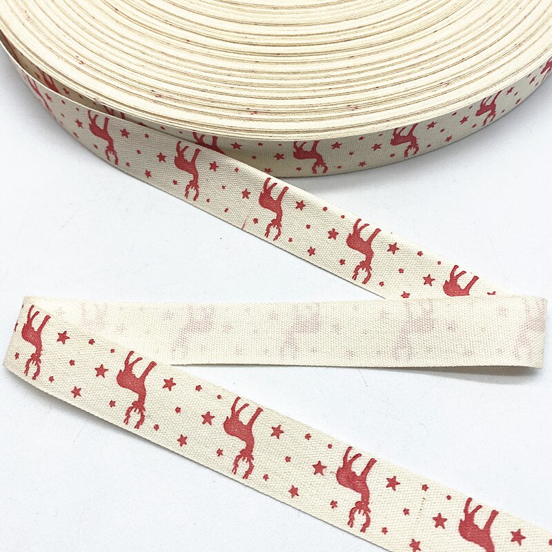 New 5yards 15mm Christmas Printed Polyester Cotton Ribbon DIY Wedding Christmas Party