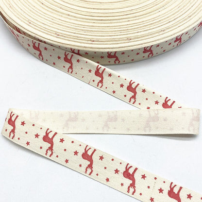 New 5yards 15mm Christmas Printed Polyester Cotton Ribbon DIY Wedding Christmas Party