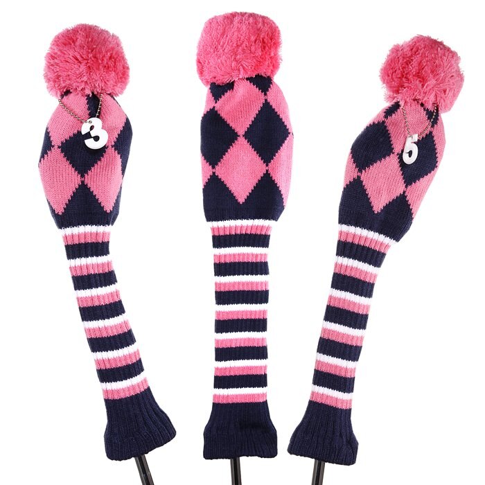 Golf 3pcs/Set Knitted Pom Pom Sock Covers 1-3-5 Golf Wood Headcover for Golf Dirver/Fairway Golf Club Headcovers