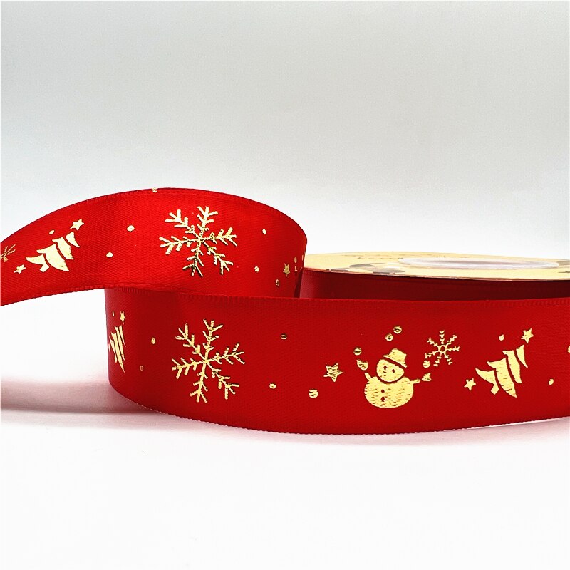 5yards 1inch 25mm Christmas Ribbon Printed Christmas Polyester Ribbon for Handmade Design Christmas Decoration DIY