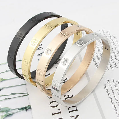 Zircon and Cross Nut Nail Bracelets & Bangles for Women Jewelry Stainless Steel Screw Jewelry Pulseiras