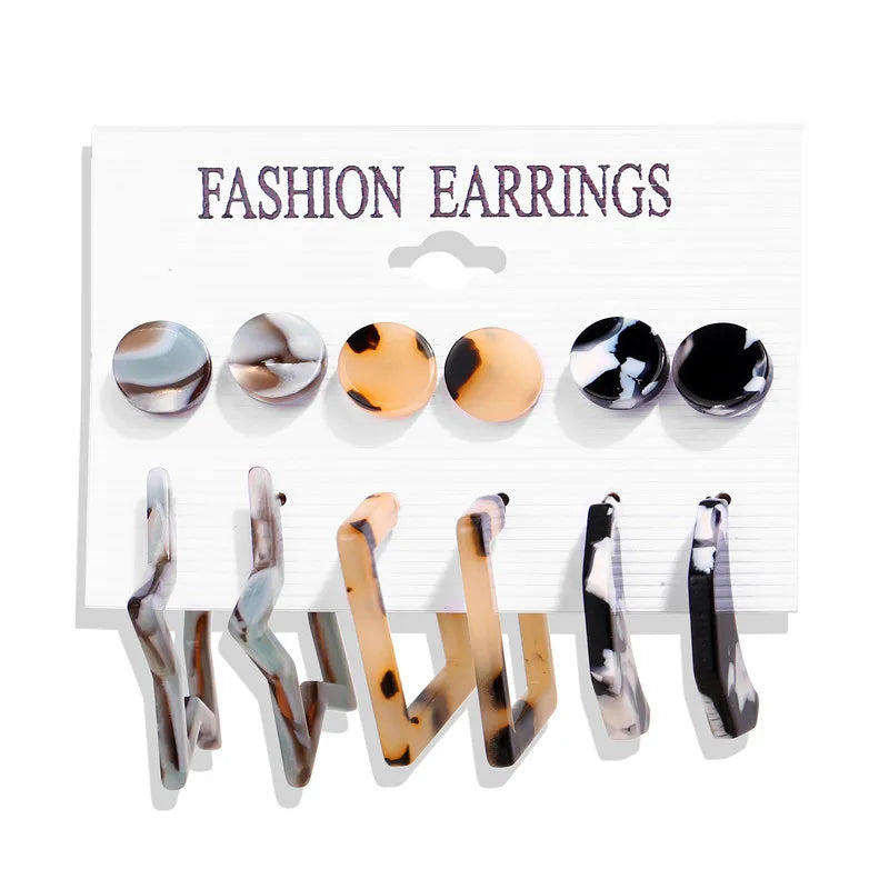 17KM Vintage Tassel Acrylic Earrings for Women Bohemian Earrings Set Big Dangle Drop Earring 2020 Brincos Female Jewelry