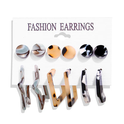17KM Vintage Tassel Acrylic Earrings for Women Bohemian Earrings Set Big Dangle Drop Earring 2020 Brincos Female Jewelry