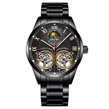 AILANG Original Design Men's Double Flywheel Automatic Mechanical Watch Fashion Leisure Business Luxury Clock