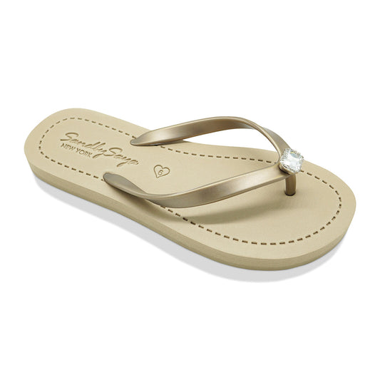 Rectangle Studs - Crystal Rhinestones Embellished Flat Flip Flops Sandal