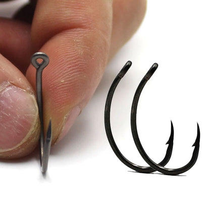30PCS High Carbon Steel Carp Hooks Coating Carp Fishing Hook Wide Gape With Micro Barb Matt Black Yn Hook for Carp Coarse