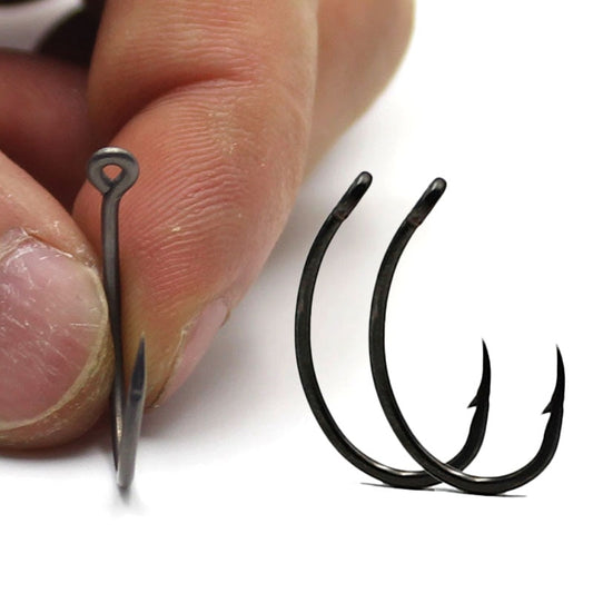 30PCS High Carbon Steel Carp Hooks Coating Carp Fishing Hook Wide Gape With Micro Barb Matt Black Yn Hook for Carp Coarse