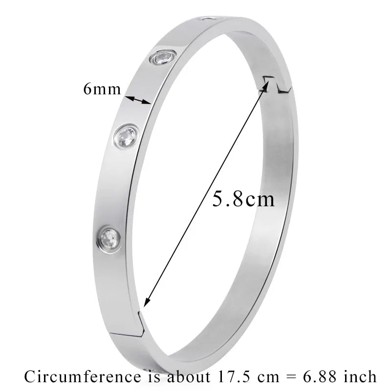 Beautiful Lovers Bracelets Woman Bracelets Stainless Steel Bangles and Bangles Cubic Zirconia Golden Woman Jewelry