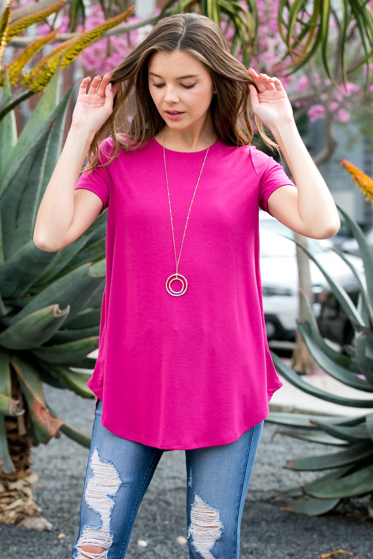 Short Sleeved Round Neck Boyfriend Tunic