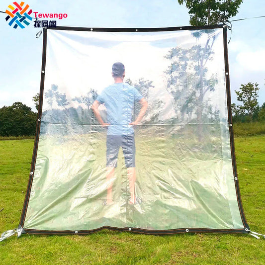 Tewango Custom Made Waterproof Tarp Transparent Film Windows Rain Protect Balcony Flower Plants Shelter Visible Shade Sail