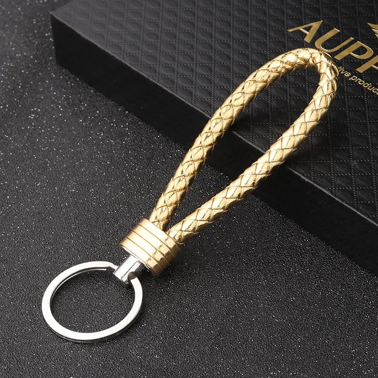 Handmade Knitted Rope Making Leather Rope Keychain for Women Men Rope for Hanging Bags Key Chain Porte Clef Chaveiro Keychains